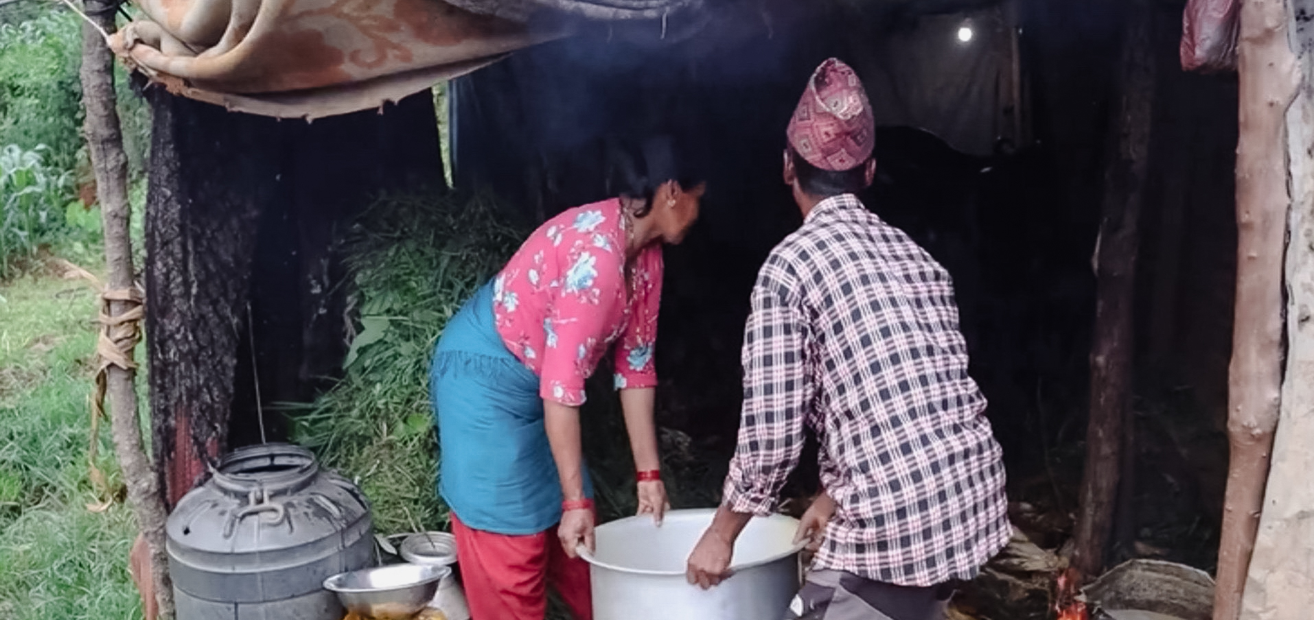 Samjhana preparing milk